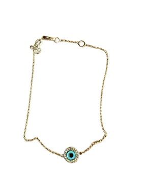 Sydney Evan Gold and Diamond Enamel Evil Eye Bracelet